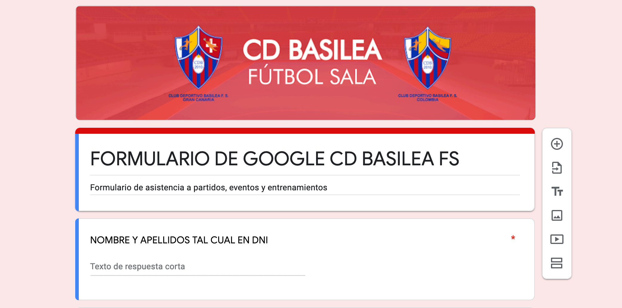 Formularios para partidos oficiales